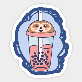 Sloth Boba Tea Cup Kawaii Bubble Tea Lover Sticker
